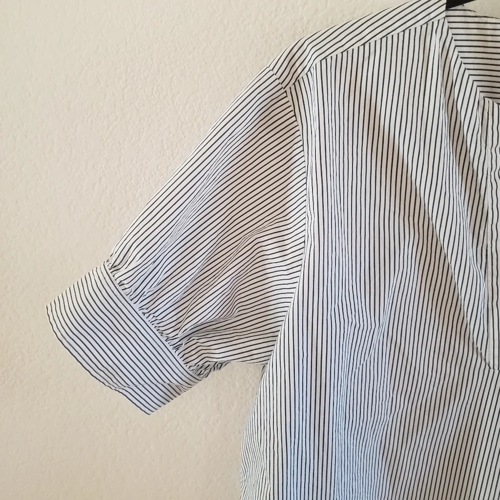 Frame Denim Navy and White Striped Popover Blouse Large - Picture 4 of 9